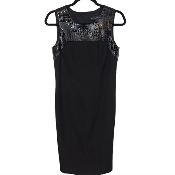 Donna Degnan sheath midi dress leather patch 2 - Picture 6 of 13